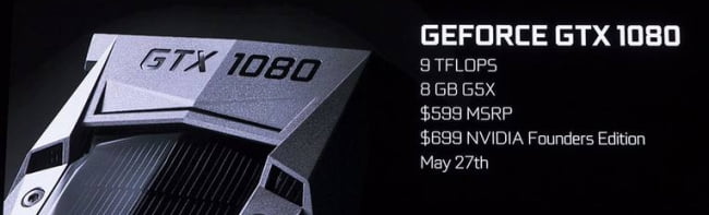 Анонсирован выход видеокарты NVidia GeForce GTX 1080